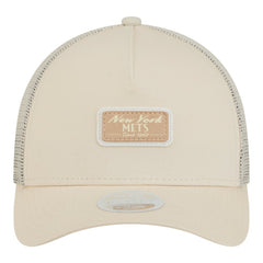 New York Mets Women's Tonal Patch 9FORTY M-Crown A-Frame Trucker Adjustable Hat Light Beige