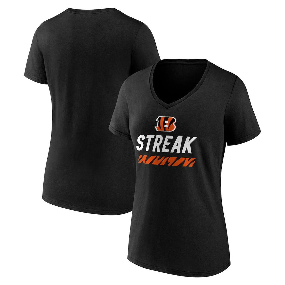 Cincinnati Bengals Women's Streak V-Neck T-Shirt - Black for sale