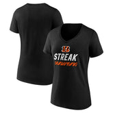 Cincinnati Bengals Women's Streak V-Neck T-Shirt - Black for sale
