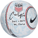 Carli Lloyd USWNT Autographed USA Logo Soccer Ball with "2015, 2019 WC Champ" Inscription