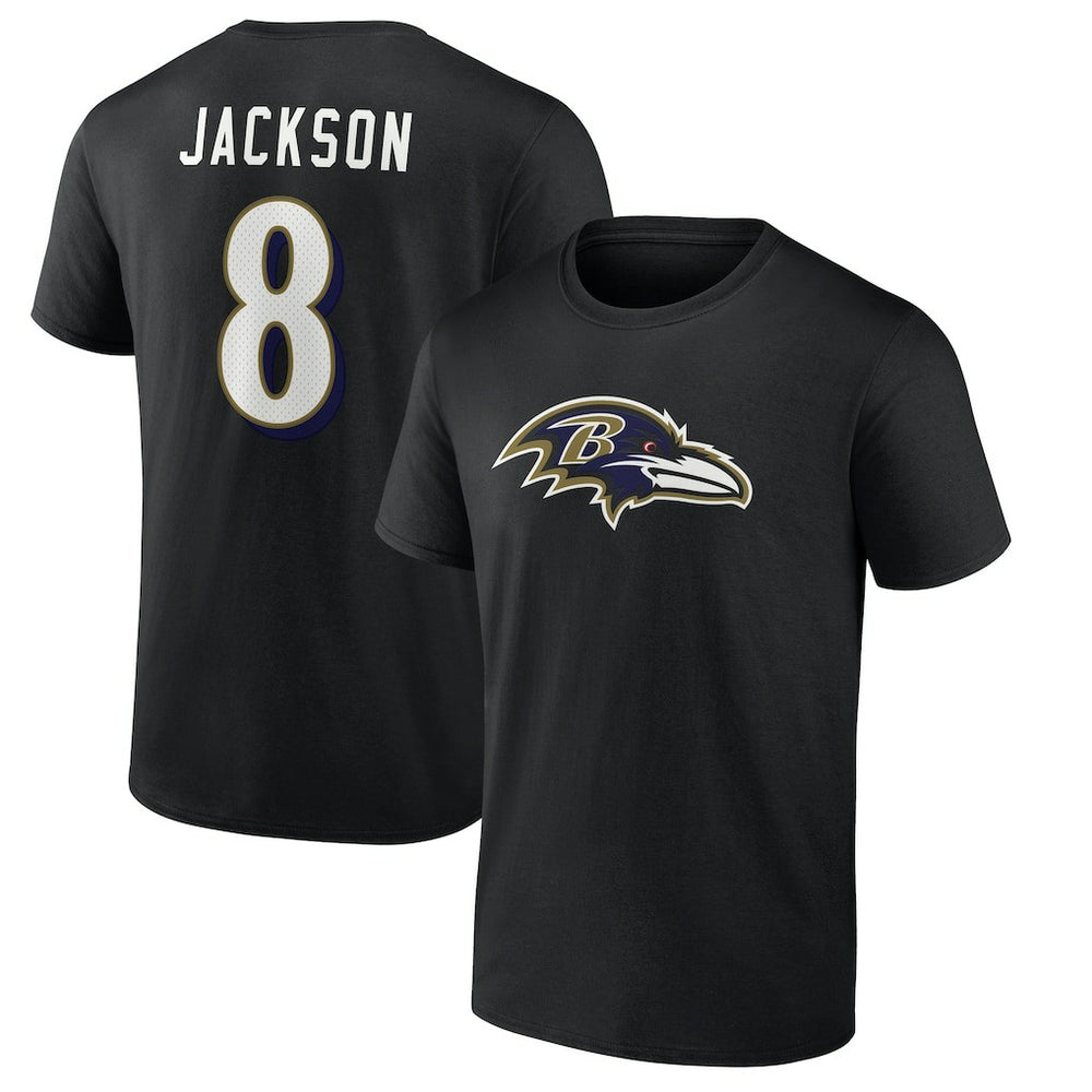 Lamar Jackson Baltimore Ravens Icon Name & Number T-Shirt - Black sale