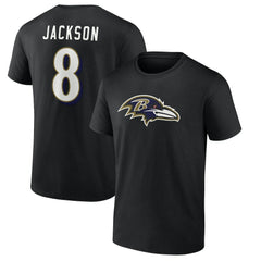 Lamar Jackson Baltimore Ravens Icon Name & Number T-Shirt - Black sale
