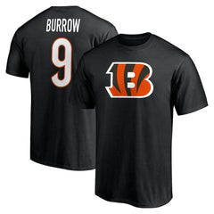 Joe Burrow Cincinnati Bengals Icon Name & Number T-Shirt - Black on sale