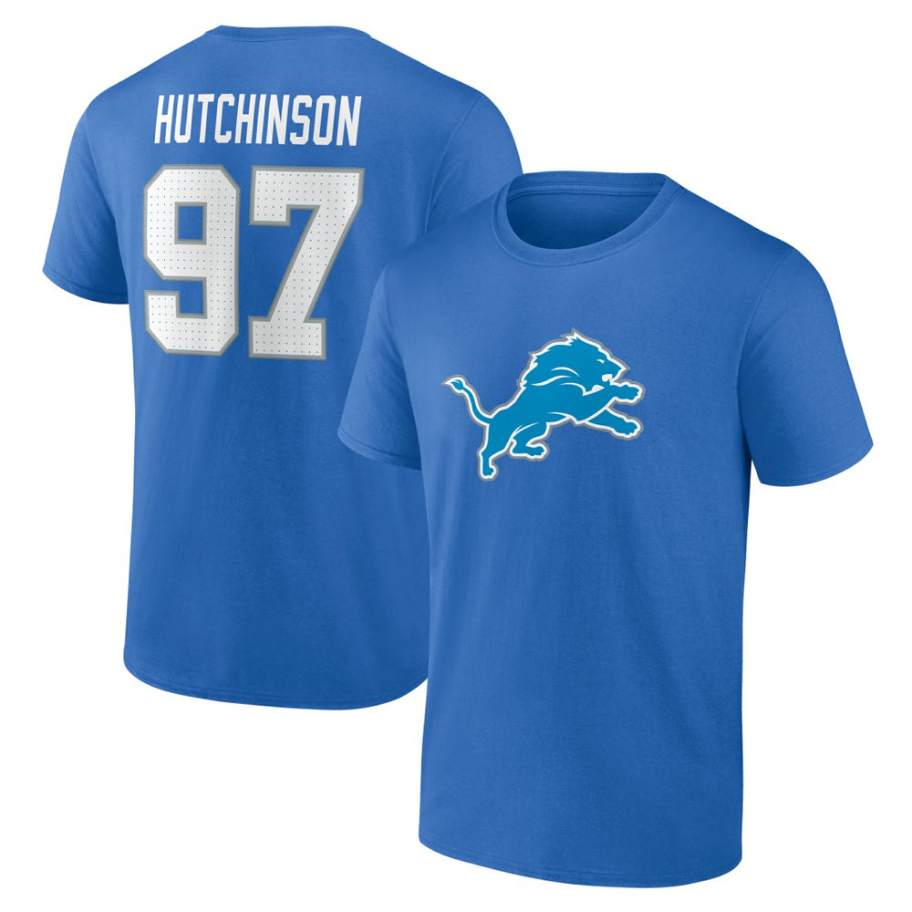 Aidan Hutchinson Detroit Lions Icon Name & Number T-Shirt - Blue discount