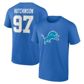 Aidan Hutchinson Detroit Lions Icon Name & Number T-Shirt - Blue discount