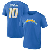 Justin Herbert Los Angeles Chargers Icon Name & Number T-Shirt - Powder Blue sale