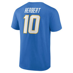 Justin Herbert Los Angeles Chargers Icon Name & Number T-Shirt - Powder Blue sale