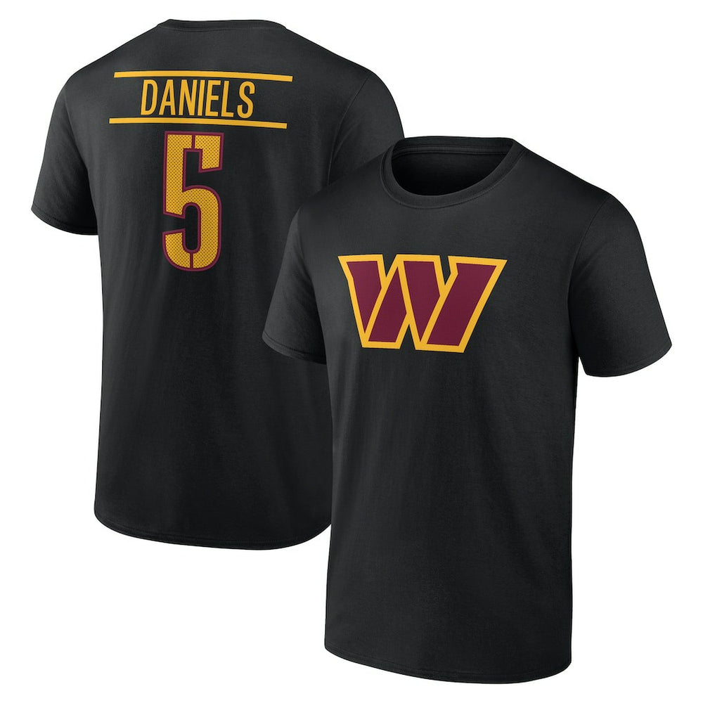 Jayden Daniels Washington Commanders Icon Name & Number T-Shirt - Black online