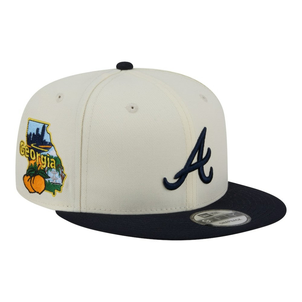 Atlanta Braves Localized 9FIFTY Snapback Hat Cream/Navy