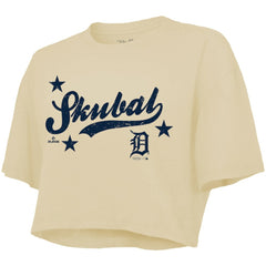 Tarik Skubal Detroit Tigers Majestic Threads Women's Boxy Crop Top Cream