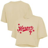 Bryce Harper Philadelphia Phillies Majestic Threads Women's Boxy Crop Top Cream