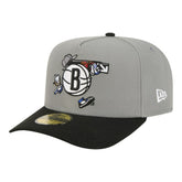 Brooklyn Nets Injection Cartoon Logo A-Frame 59FIFTY Fitted Hat - Gray outlet