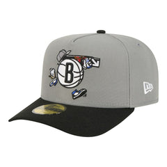 Brooklyn Nets Injection Cartoon Logo A-Frame 59FIFTY Fitted Hat - Gray outlet