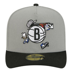 Brooklyn Nets Injection Cartoon Logo A-Frame 59FIFTY Fitted Hat - Gray outlet