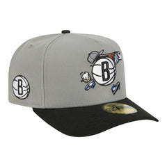 Brooklyn Nets Injection Cartoon Logo A-Frame 59FIFTY Fitted Hat - Gray outlet