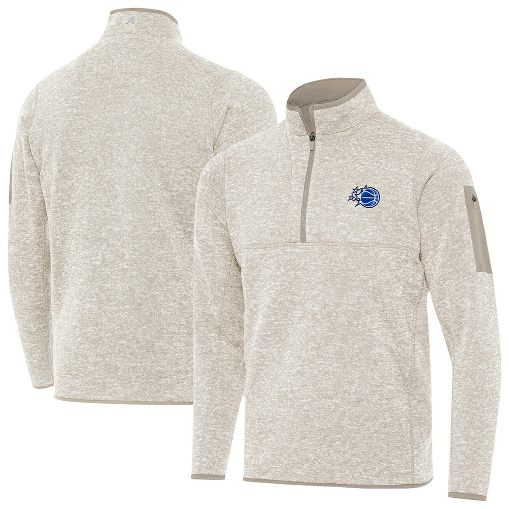 Orlando Magic Antigua New Logo Fortune Quarter-Zip Pullover Jacket - Oatmeal on sale