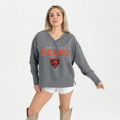 Chicago Bears Gameday Couture Women's French Terry V-Neck Pullover Sweatshirt - Gray online