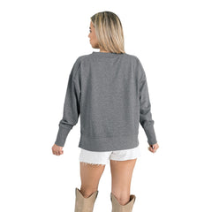Denver Broncos Gameday Couture Women's French Terry V-Neck Pullover Sweatshirt - Gray discount