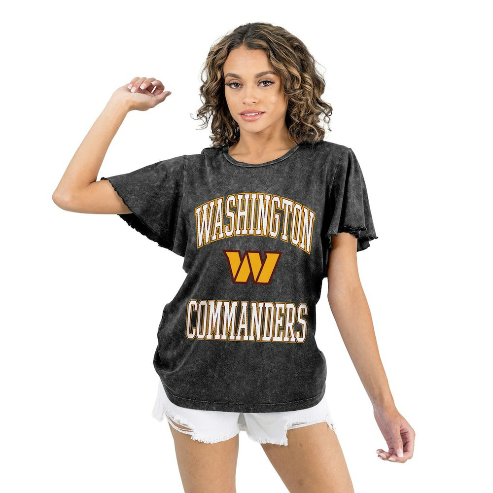 Washington Commanders Gameday Couture Women's Relaxed Flutter Sleeve T-Shirt - Black on sale