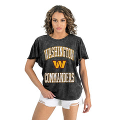 Washington Commanders Gameday Couture Women's Relaxed Flutter Sleeve T-Shirt - Black on sale