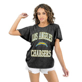 Los Angeles Chargers Gameday Couture Women's Relaxed Flutter Sleeve T-Shirt - Black on sale