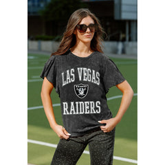 Las Vegas Raiders Gameday Couture Women's Relaxed Flutter Sleeve T-Shirt - Black cheap