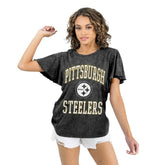 Pittsburgh Steelers Gameday Couture Women's Relaxed Flutter Sleeve T-Shirt - Black sale