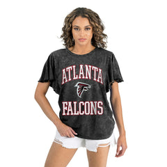 Atlanta Falcons Gameday Couture Women's Relaxed Flutter Sleeve T-Shirt - Black for sale