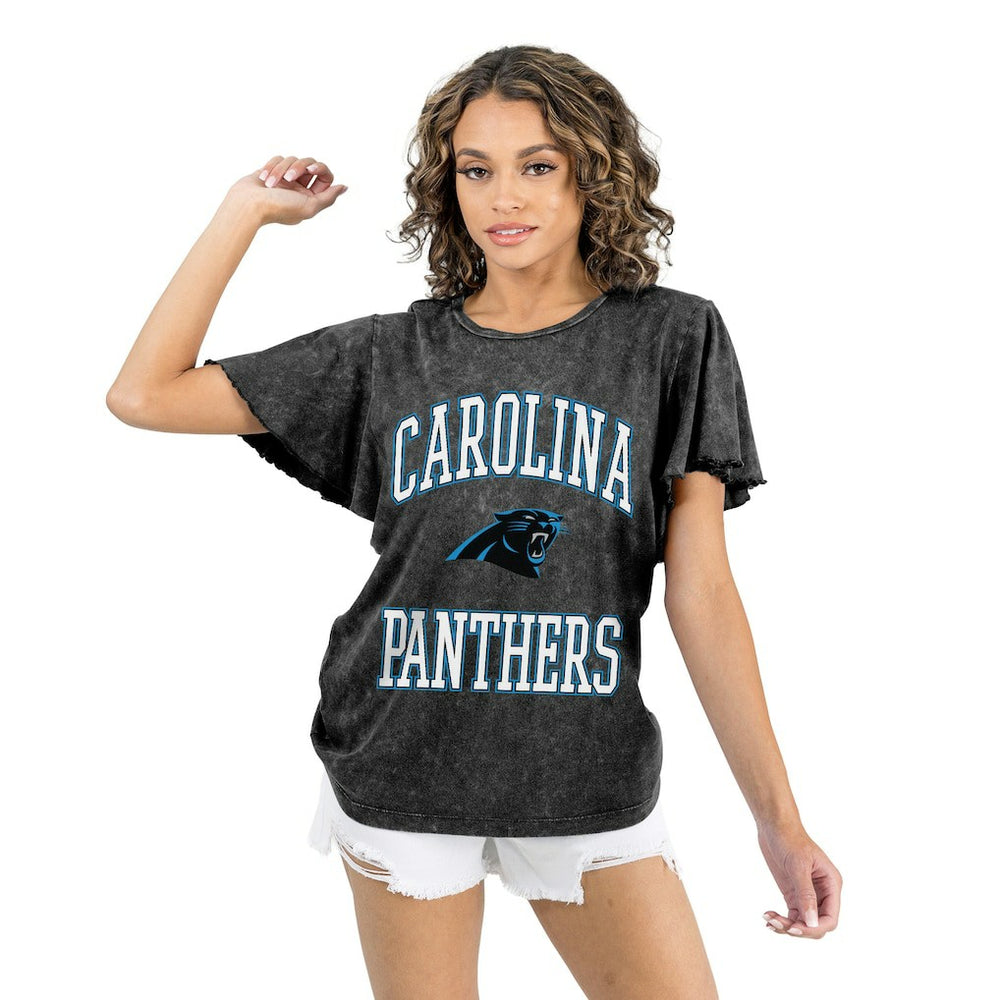 Carolina Panthers Gameday Couture Women's Relaxed Flutter Sleeve T-Shirt - Black outlet