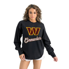 Washington Commanders Gameday Couture Women's Oversized Long Sleeve T-Shirt - Black sale
