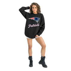 New England Patriots Gameday Couture Women's Oversized Long Sleeve T-Shirt - Black outlet