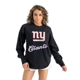 New York Giants Gameday Couture Women's Oversized Long Sleeve T-Shirt - Black online