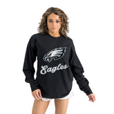 Philadelphia Eagles Gameday Couture Women's Oversized Long Sleeve T-Shirt - Black sale