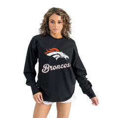 Denver Broncos Gameday Couture Women's Oversized Long Sleeve T-Shirt - Black outlet