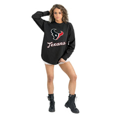 Houston Texans Gameday Couture Women's Oversized Long Sleeve T-Shirt - Black sale
