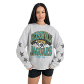 Jacksonville Jaguars Gameday Couture Women's Resilience Relaxed Rhinestone Pullover Sweatshirt - Ash online