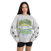 Los Angeles Chargers Gameday Couture Women's Resilience Relaxed Rhinestone Pullover Sweatshirt - Ash online