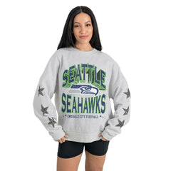 Seattle Seahawks Gameday Couture Women's Resilience Relaxed Rhinestone Pullover Sweatshirt - Ash cheap