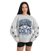Indianapolis Colts Gameday Couture Women's Resilience Relaxed Rhinestone Pullover Sweatshirt - Ash for sale