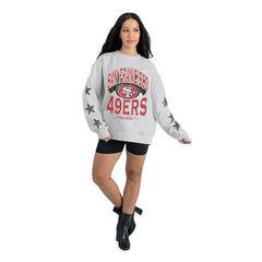 San Francisco 49ers Gameday Couture Women's Resilience Relaxed Rhinestone Pullover Sweatshirt - Ash cheap