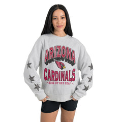 Arizona Cardinals Gameday Couture Women's Resilience Relaxed Rhinestone Pullover Sweatshirt - Ash discount