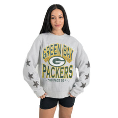 Green Bay Packers Gameday Couture Women's Resilience Relaxed Rhinestone Pullover Sweatshirt - Ash on sale