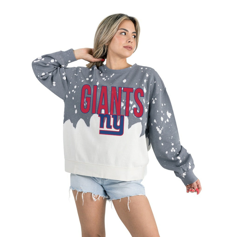 New York Giants Gameday Couture Women's Oversized Faded Wash Tri-Blend Pullover Sweatshirt - Gray online