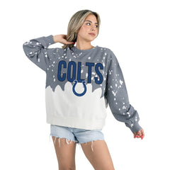 Indianapolis Colts Gameday Couture Women's Oversized Faded Wash Tri-Blend Pullover Sweatshirt - Gray outlet