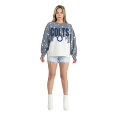 Indianapolis Colts Gameday Couture Women's Oversized Faded Wash Tri-Blend Pullover Sweatshirt - Gray outlet