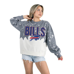 Buffalo Bills Gameday Couture Women's Oversized Faded Wash Tri-Blend Pullover Sweatshirt - Gray discount