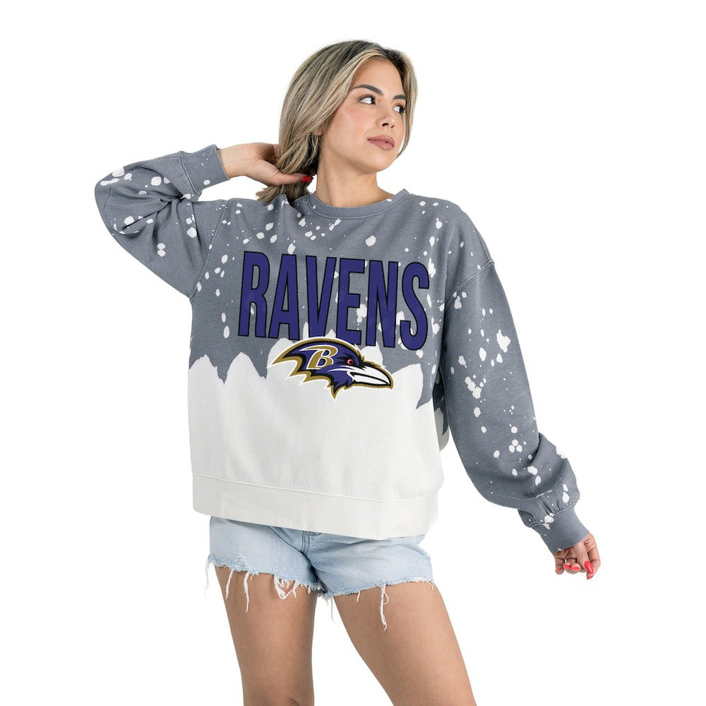 Baltimore Ravens Gameday Couture Women's Oversized Faded Wash Tri-Blend Pullover Sweatshirt - Gray on sale
