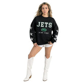 New York Jets Gameday Couture Women's Velocity Relaxed Rhinestone Pullover Sweatshirt - Black cheap