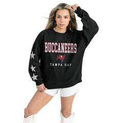 Tampa Bay Buccaneers Gameday Couture Women's Velocity Relaxed Rhinestone Pullover Sweatshirt - Black for sale