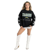Los Angeles Chargers Gameday Couture Women's Velocity Relaxed Rhinestone Pullover Sweatshirt - Black cheap